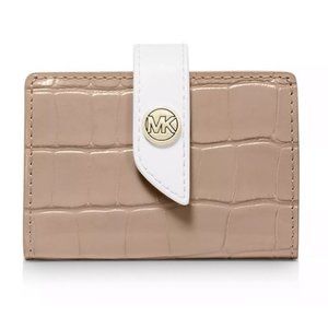 Michael Kors Tab Mini Embossed Leather Card Case